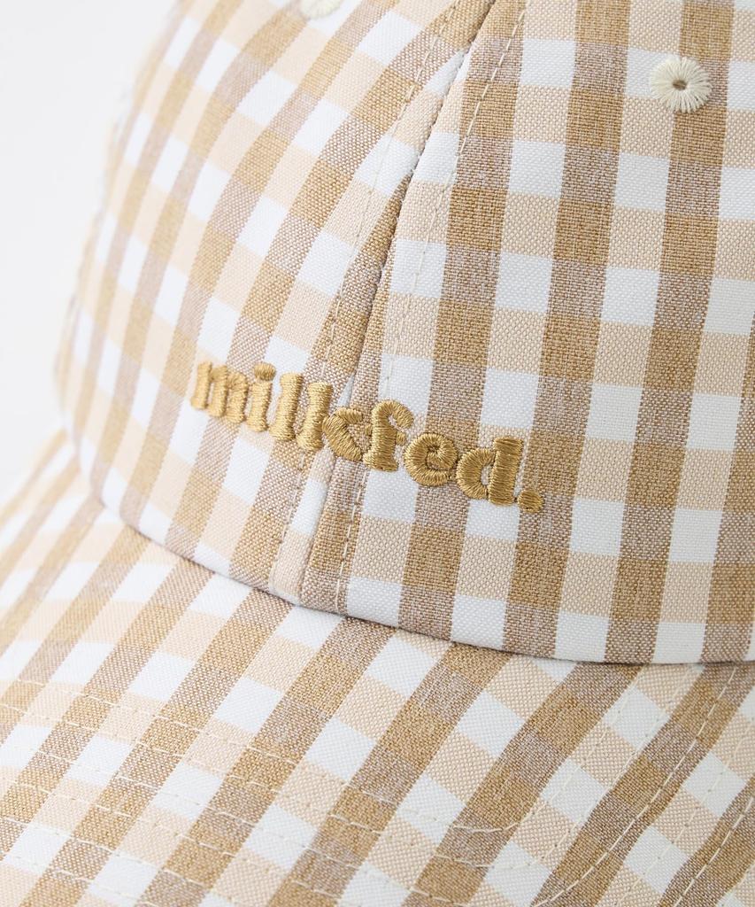 [Milkfed] GINGHAM LOGO CAP for women, BEIGE