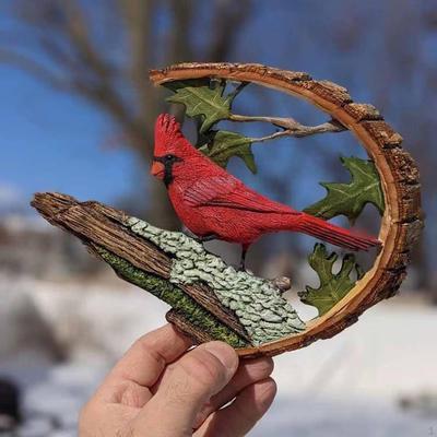 Cardinal Figurine Tabletop Decor Gift Collection Ornament, Red Bird Sculpture Resin Animal Statue