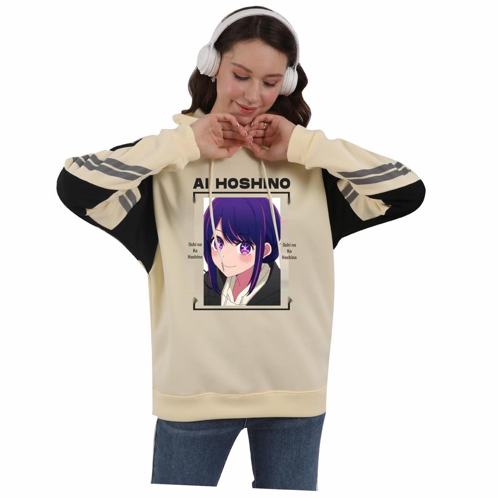 Oshi no Ko My Starry-Eyed Child Unisex Autumn/Winter Color Block Hoodie with Velvet