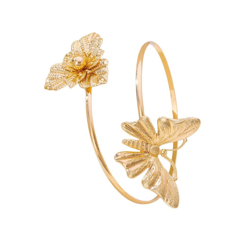 

Y2K Gold Color Butterfly Floral Upper Arm Cuff Bracelet for Women Bohemia Adjustable Open Bangle Summer Beach Party Jewelty Gift