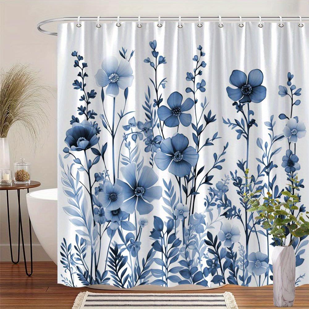 1Pcs Shiny Butterfly Flower Waterproof Shower Curtain Modern Polyester Bathroom Partition 12 Hooks