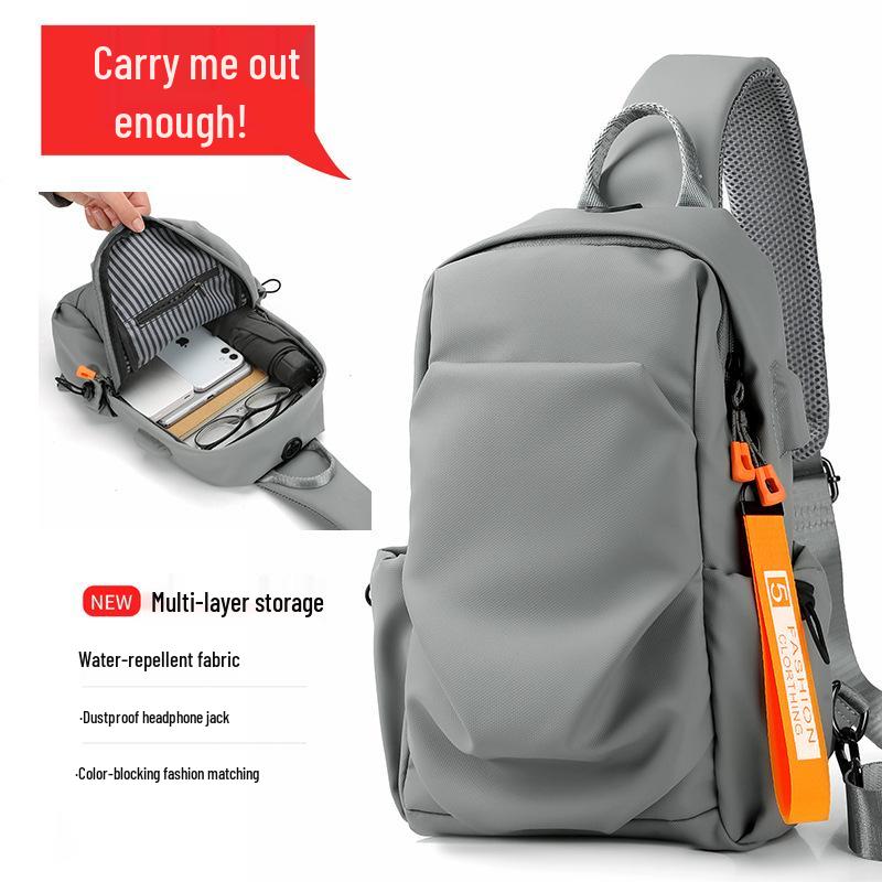 Men's Trendy Single Shoulder Crossbody Sling Backpack - Lightweight Solid Color Casual Bag