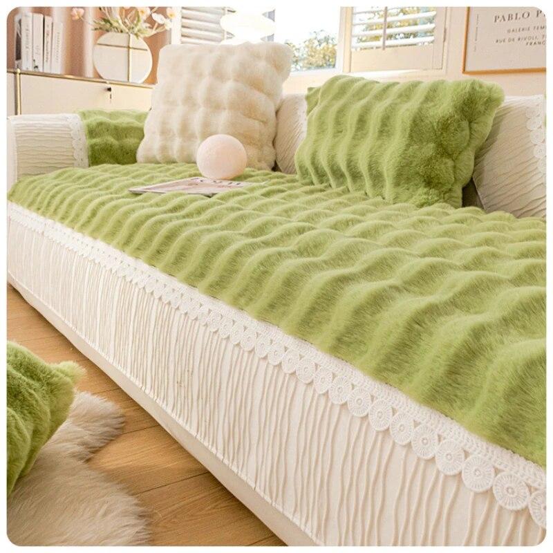Thickening Non-slip Couch Cover Solid Color Sofa Pad Thick Plush Mat New Sofa Cushion for Winter Warm Sofa Covers Living Room