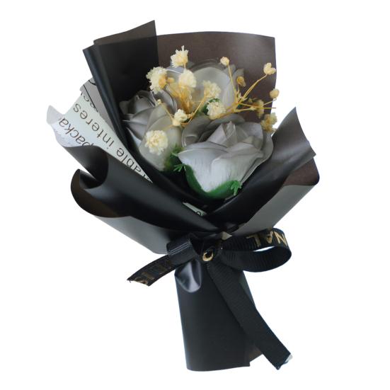 Mini Artificial Flower Bouquet Scented Soap Rose Sunflower Flower Arrangement Preserved Floral Gifts for Women Wife Girlfriend G