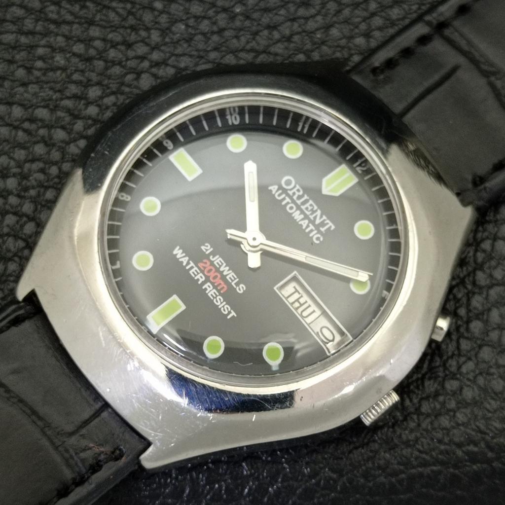 VINTAGE ORIENT AUTOMATIC 46941 JAPAN MENS BLACK COLOR DIAL WATCH A700657-5 R204-a700657