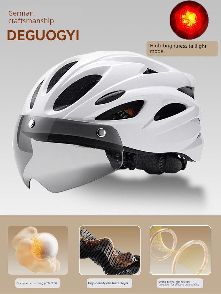 Yu Zhaolin's Premium Bicycle Helmet with Integrated Goggles, One-Piece Riding Helmet for Men and Women, Mountain and Road Safety Helmet