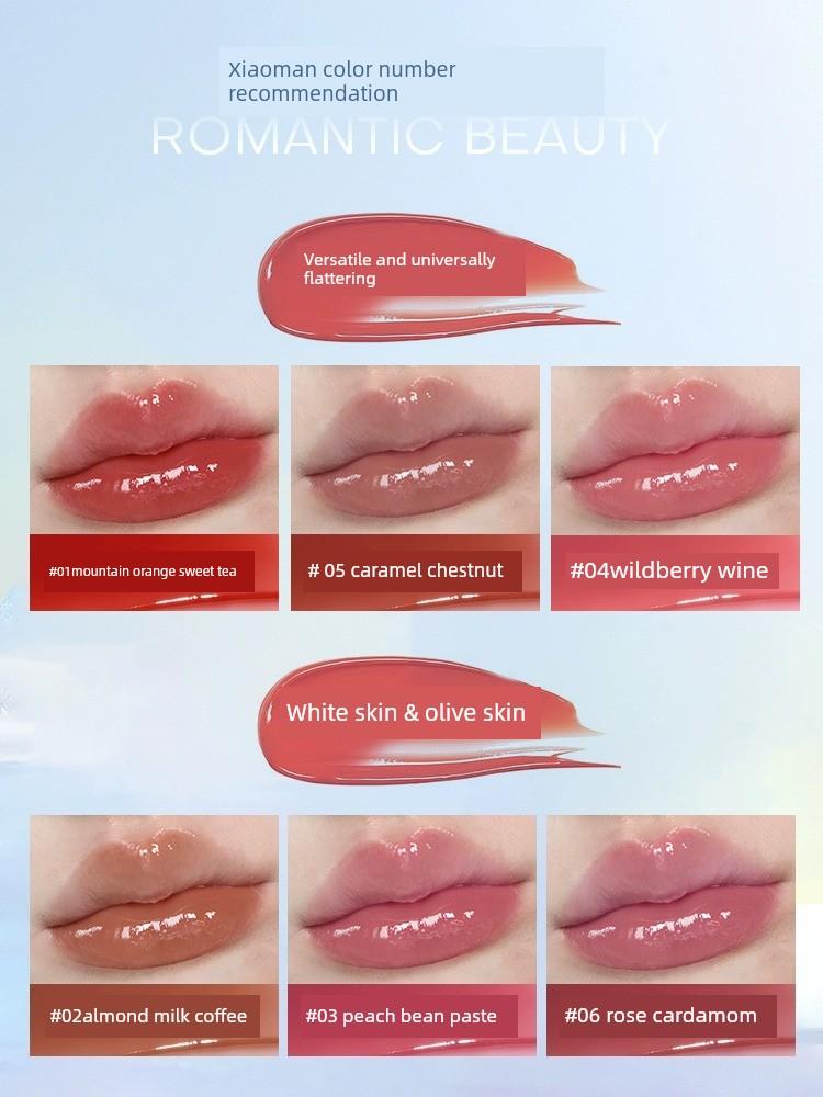 Rmt Luo Xiaoman Water Glossy Lip Jelly Lipstick for Women Solid Lip Gloss Mirror Lip Glaze Lip Oil Lip Balm Lip Mud for Women