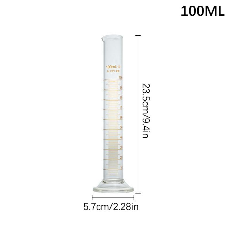 

1 шт. Профессиональный толстостенный стеклянный градуированный мерный цилиндр, инструмент 5 мл 10 мл 25 мл 50 мл 100 мл, мерный цилиндр для лабораторного снабжения 100ML