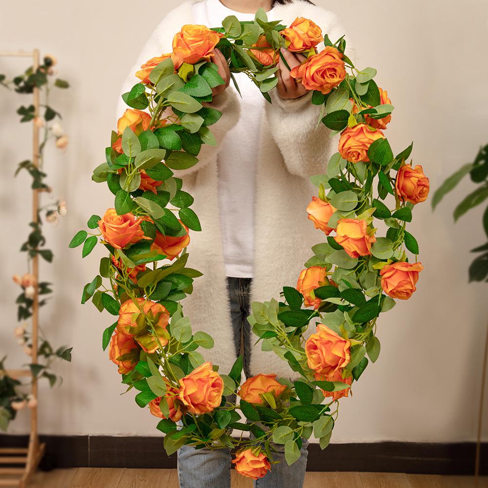 Artificial Rose Vine Wall Decor for Air Conditioner Pipes