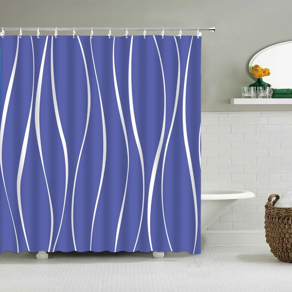 Black And White Striped Shower Curtain Colorful Creative Geometric Shower Curtain Modern Minimalist Bathroom Accessories Decor