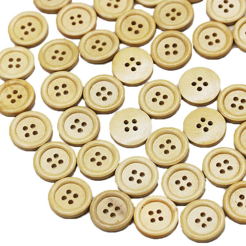 (50Pcs/pack) 2cm 4-Hole Wooden Button Painted Buttons Clothing Accessories DIY Decoration By Hand Holiday Decorations