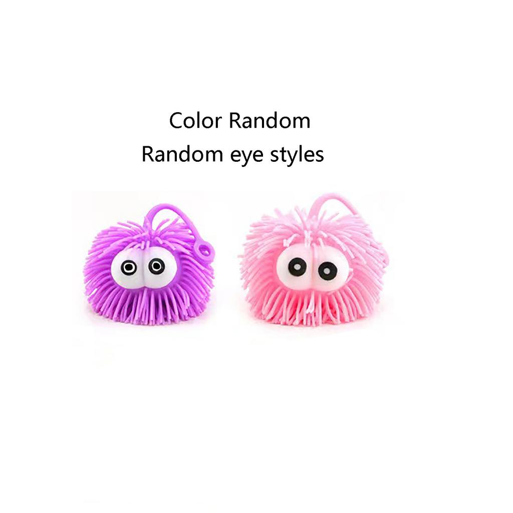 Luminous Plush Ball, Plush Squeezing and Decompression Toy, Children's Creative Big Eye Dense Hair Elastic Toy Random Eye Styles