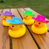 Water Play Duck Ornament with Black Cowboy Hat and Sunglasse Baby Pool Accessories Bathtub Companion For Toddlers