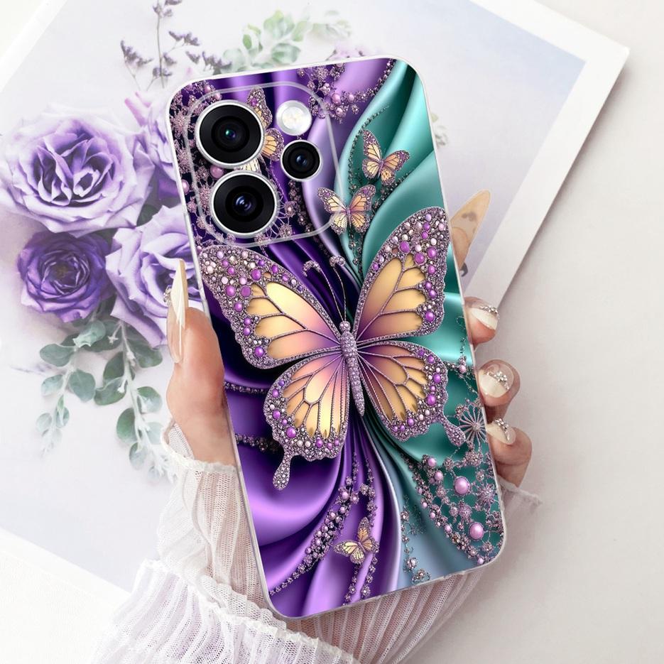 For Oppo Reno 15 FS Case Reno15 F 5G CPH2801 Luxury Butterfly Painted Cover Soft Slim Phone Case For Oppo Reno15 Pro Fundas Bags