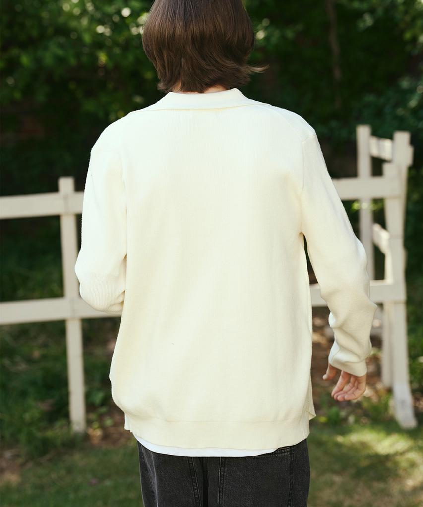 The Green Lab Collared Knit Cardigan [Ivory]