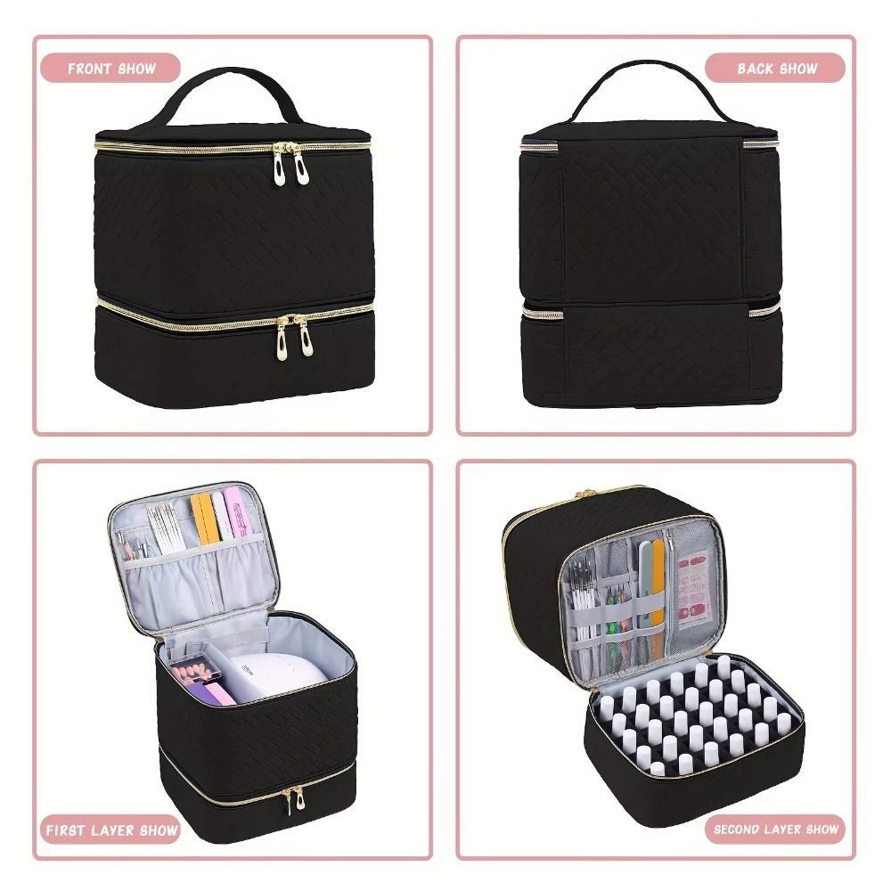 Doppellagige Nagellack-Organizer-Tasche 30 Fächer Große Kapazität Ätherische Öl-Aufbewahrungstasche Handgehaltene Make-up-Tasche