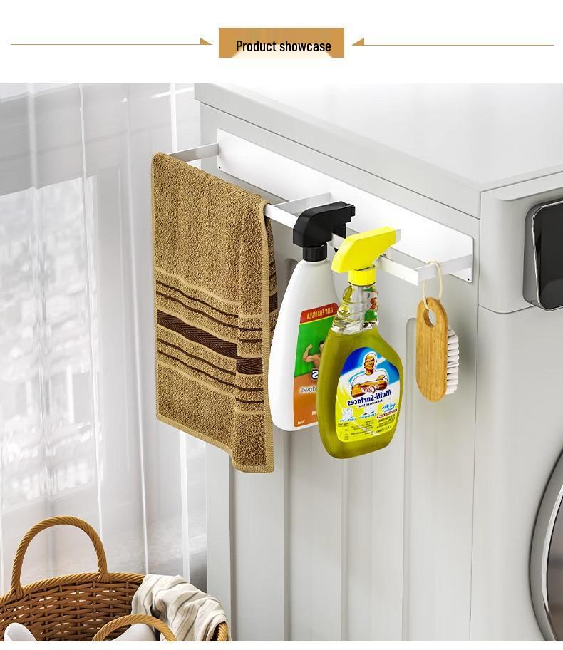 Magnetic No-Punch Clothes Drying Rack: Multifunctional Hanger for Balcony & Laundry.
