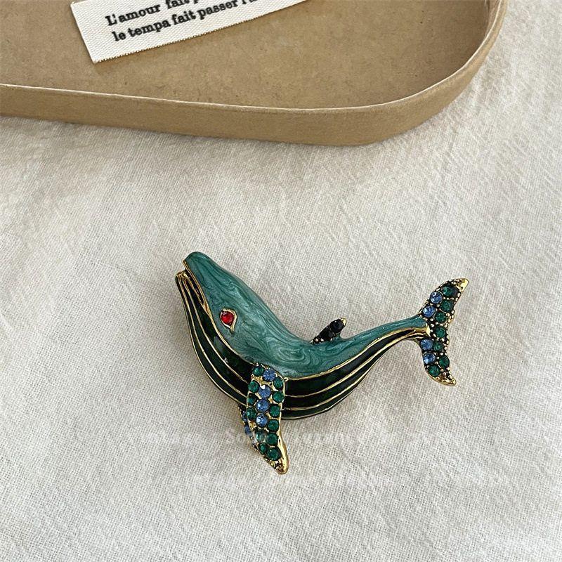 New Rhinestone Marine Life Brooch European and American Fashion Whale Conch Brooch Retro Elegant Bag Collar Accessory