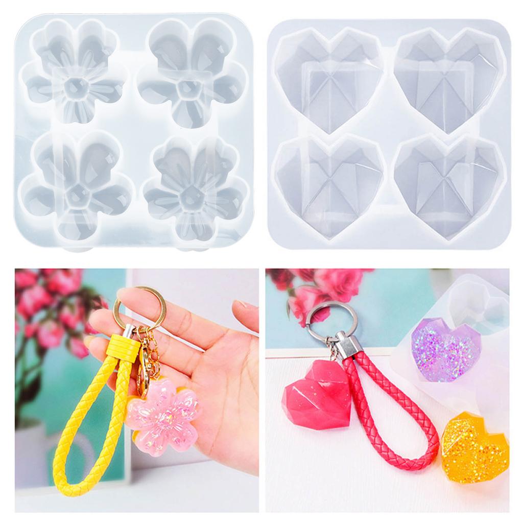 Keychains Pendat Silicone Mold Heart Moon Stars Cherry Blossom Style Epoxy Mold