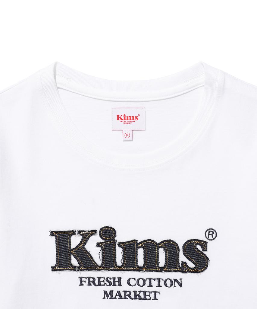 Kimseupeulesikoteunmakes Bam Denim Applique Tee White