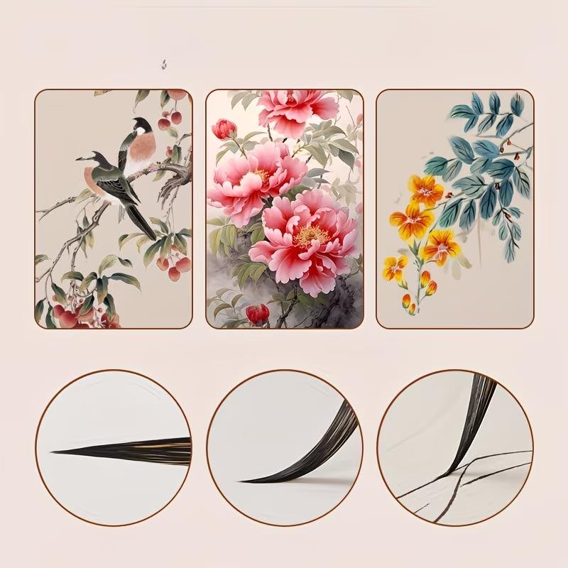 11Pcs Wood Writing Brushes Weasel Wool Hair Chinese Traditional Calligraphy Brush Set for Painting Pottery Ceramic Clay Writing
