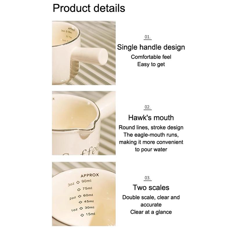 Keramik Espresso Kaffee Messbecher Mit Skala Extraktionsbecher Milchbecher Milchkännchen Mit Henkel Latte Mischbecher Skala Messbecher