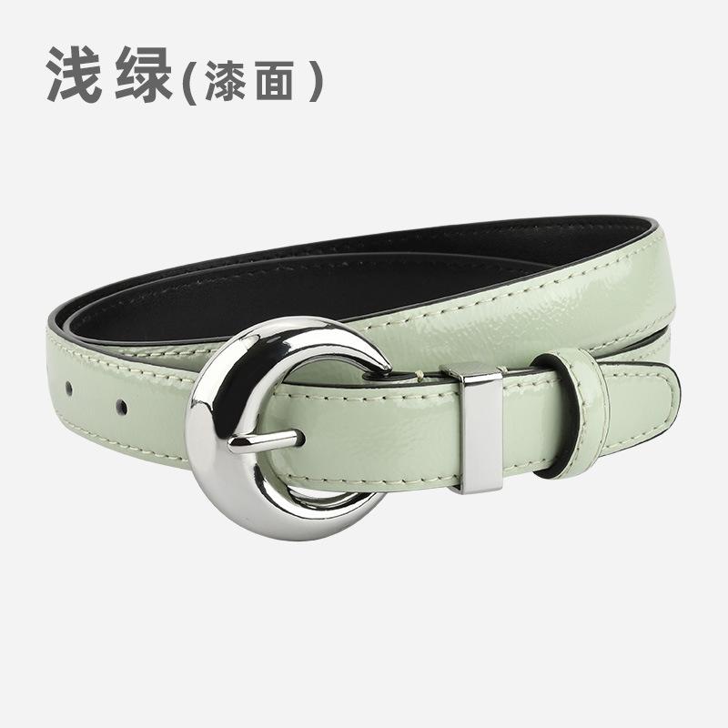 Lacquered Belt Women'S First Layer Cowhide Simple Jeans Decoration High-End Women'S Belt