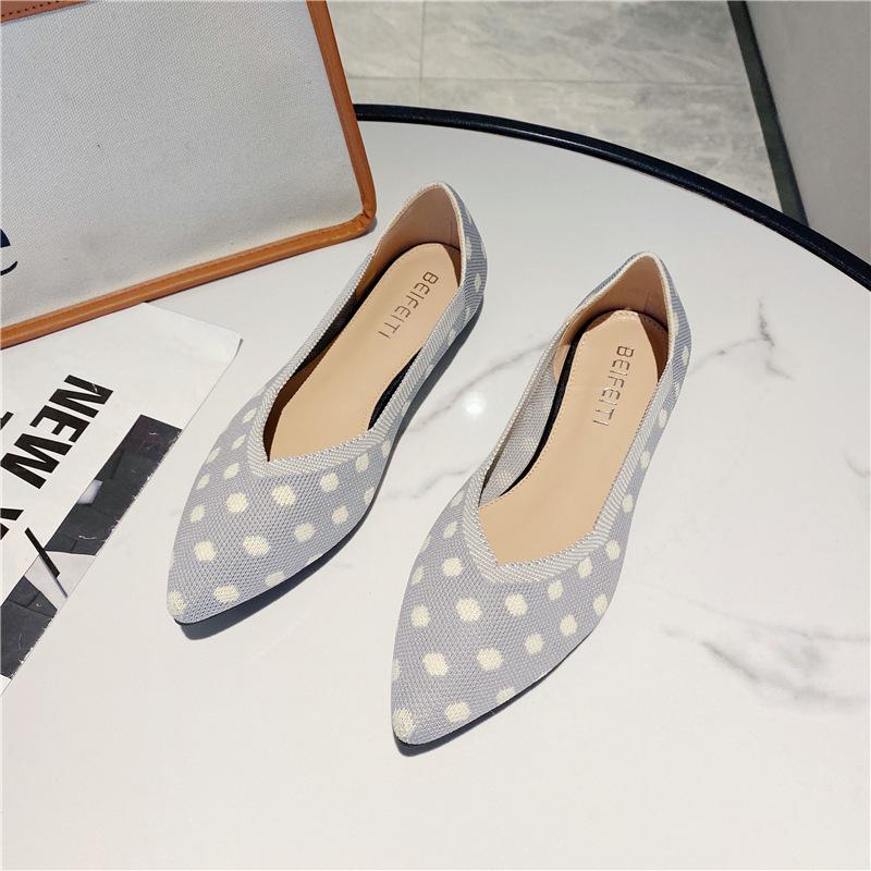 

Туфли на плоской подошве - это новые удобные вязаные ткани, тонкие супермягкие с мелким вырезом, с острым носком, на мягкой подошве, в горошек, одинарные туфли 43