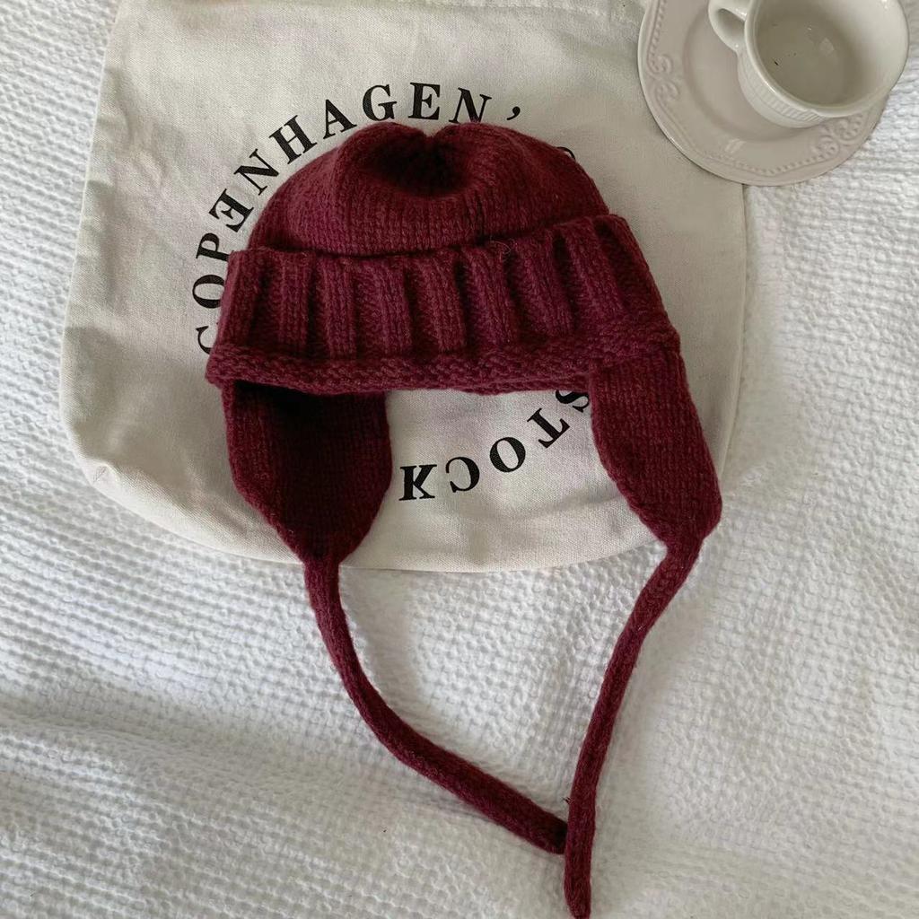 Solid Knitting Winter Warmer Hats Ear Protection Elastic Knitted Trapper Hat Korean Autumn and Winter Flying Hat