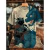 Novas Camisetas com Estampa 3D de Gato Samurai Japonês para Homens Mulheres Camiseta Casual de Manga Curta Top Harajuku Roupa Streetwear