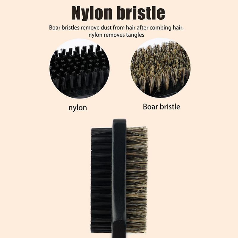 1Pcs Professional Soft Boar Bristle Dual Side Wood Beard Brush Men Mustache Comb Hairdresser Brush
