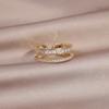 Korea Modeschmuck 14 Karat Echtvergoldung Doppelzircon Ring Elegante Damenöffnung Einstellbar Tägliches Arbeitszubehör