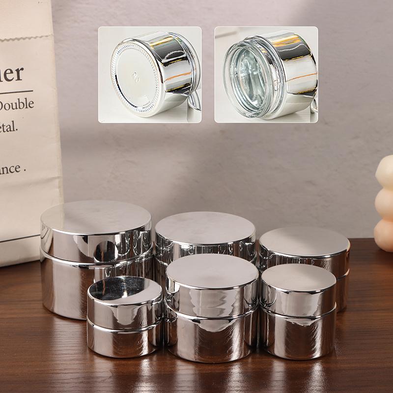 Cosmetic Jar 5-50G Face Cream Glass Bottle Silver Cream Jar Cosmetic Container Empty Nail Glue Jar Travel Makeup Container