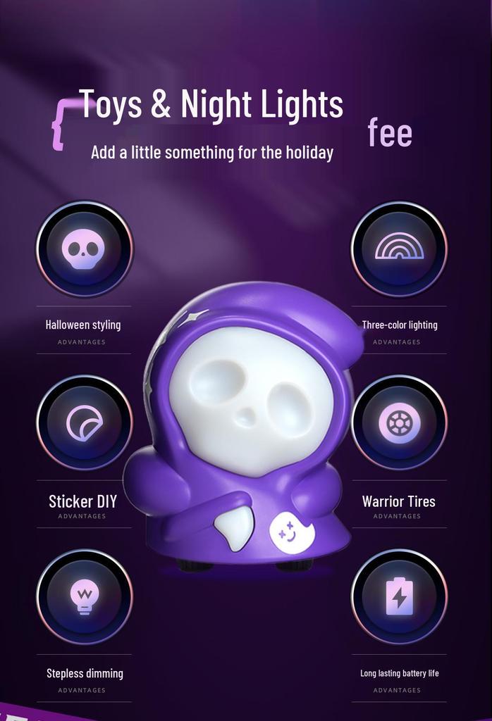 Halloween Ghost Night Light Toy: USB Rechargeable, Dimmable, Eye-Friendly
