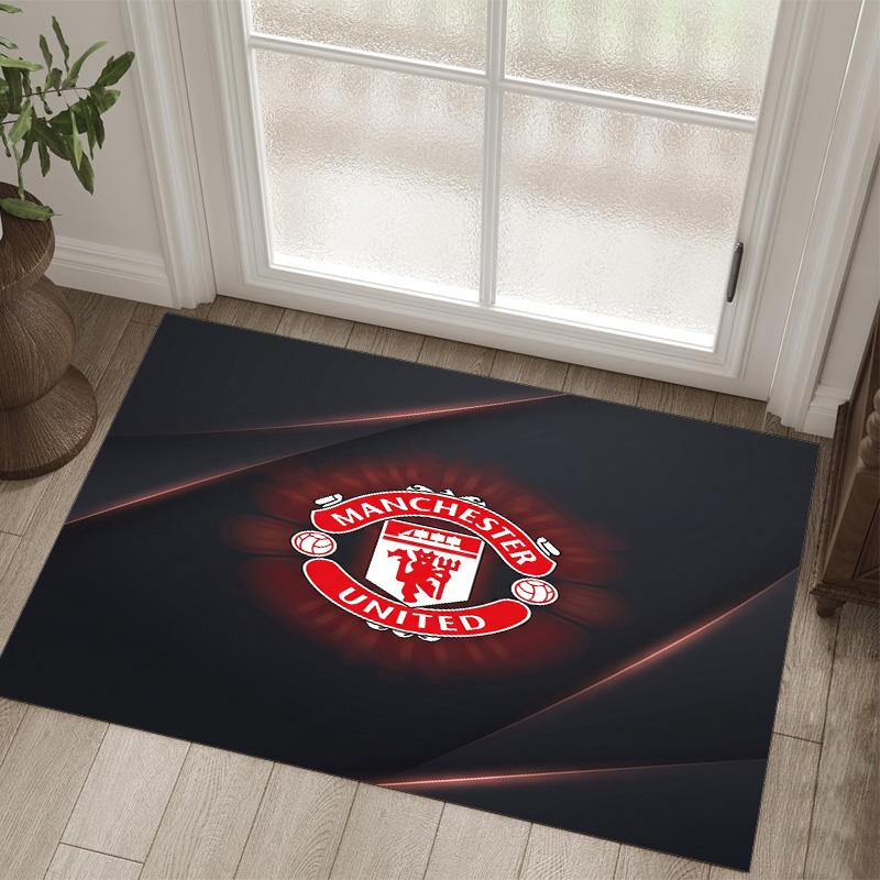 Manchester United FC Design Crystal Velvet Carpet Cozy Non?Slip Printed Rug For Bedroom Living Room Entrance