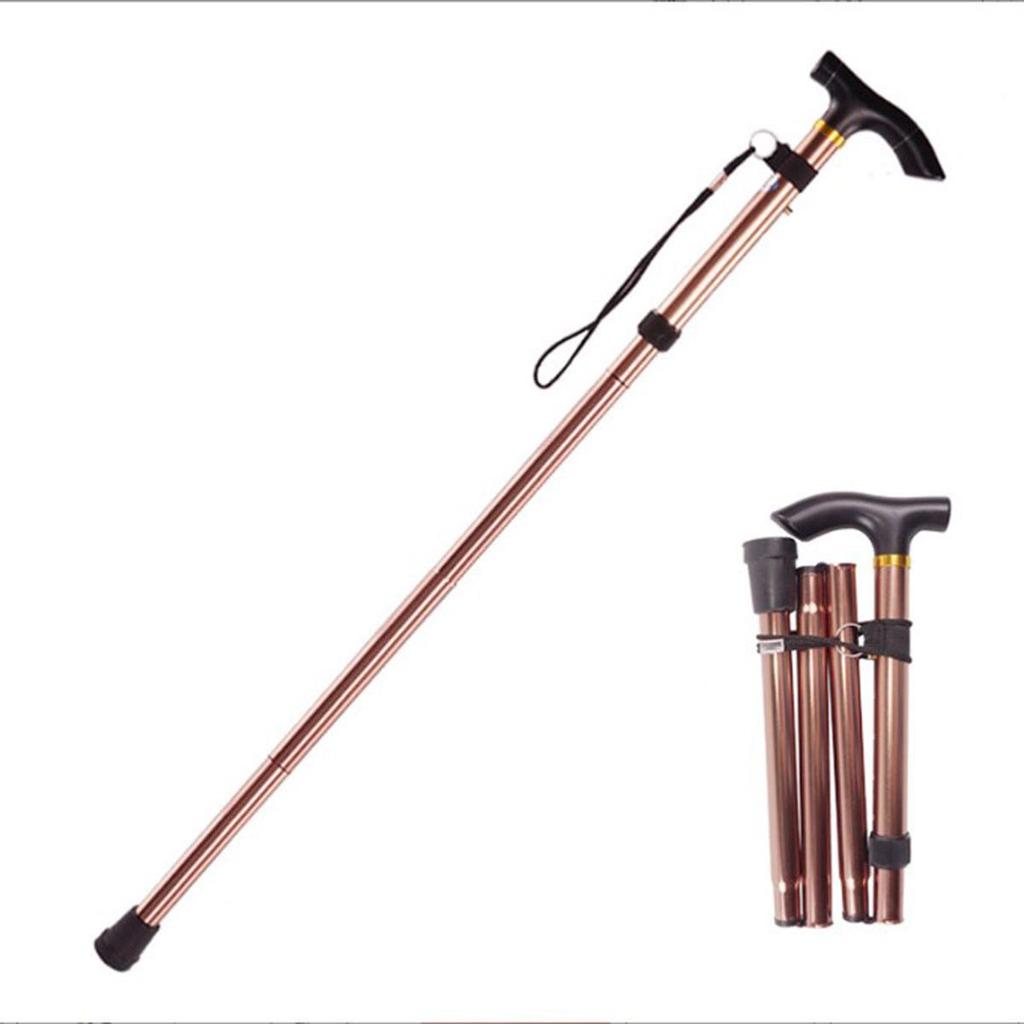 Adjustable Aluminum Alloy Folding Climbing Cane: Non-Slip, Reinforced, Telescopic, 5-Section Design for Elderly Use.