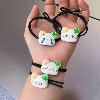 Cartoon-Kätzchen Kleeblatt Haargummi: Mori-Stil Gummiband für Paare & Freunde