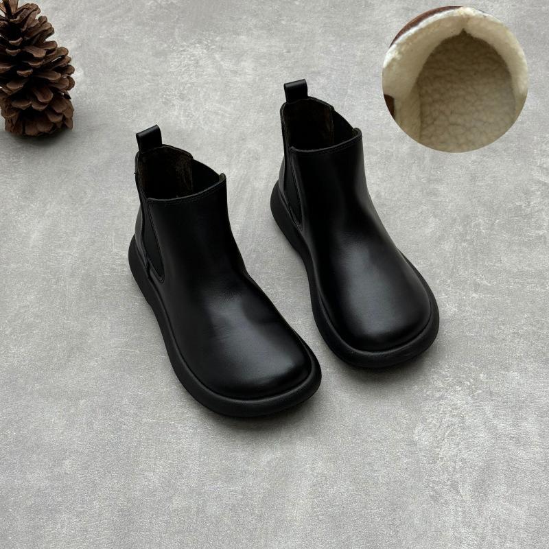 

Женские ботинки Женские Мама Натуральная кожа Обувь Платформа Ботильоны Челси Осень Зима Теплый Плюшевый Мех Женская обувь 40