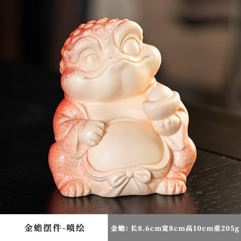 Three-legged golden toad tea pet lotus fragrance insert white porcelain color spray to attract wealth golden toad fragrance insert tea table ornament