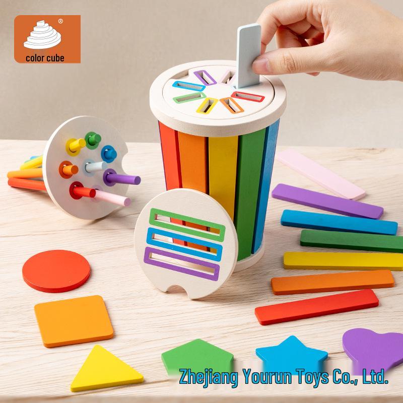 

Montessori Wooden Color Sorting Game Bucket - Educational Toy for Toddlers