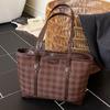 Fashion plaid shoulder commuter big bag women's retro large capacity niche tote bag