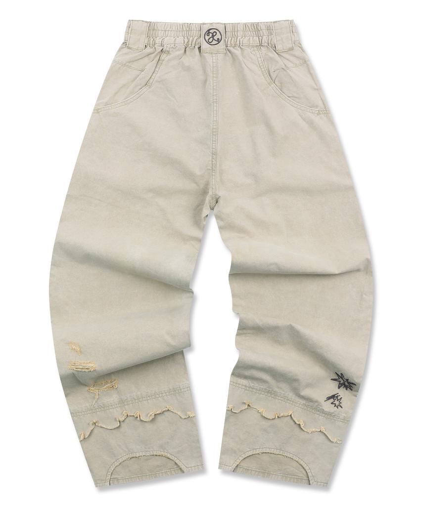 XTONZ Xp325 Grunge Layered Washed Cotton Pants (Beige)