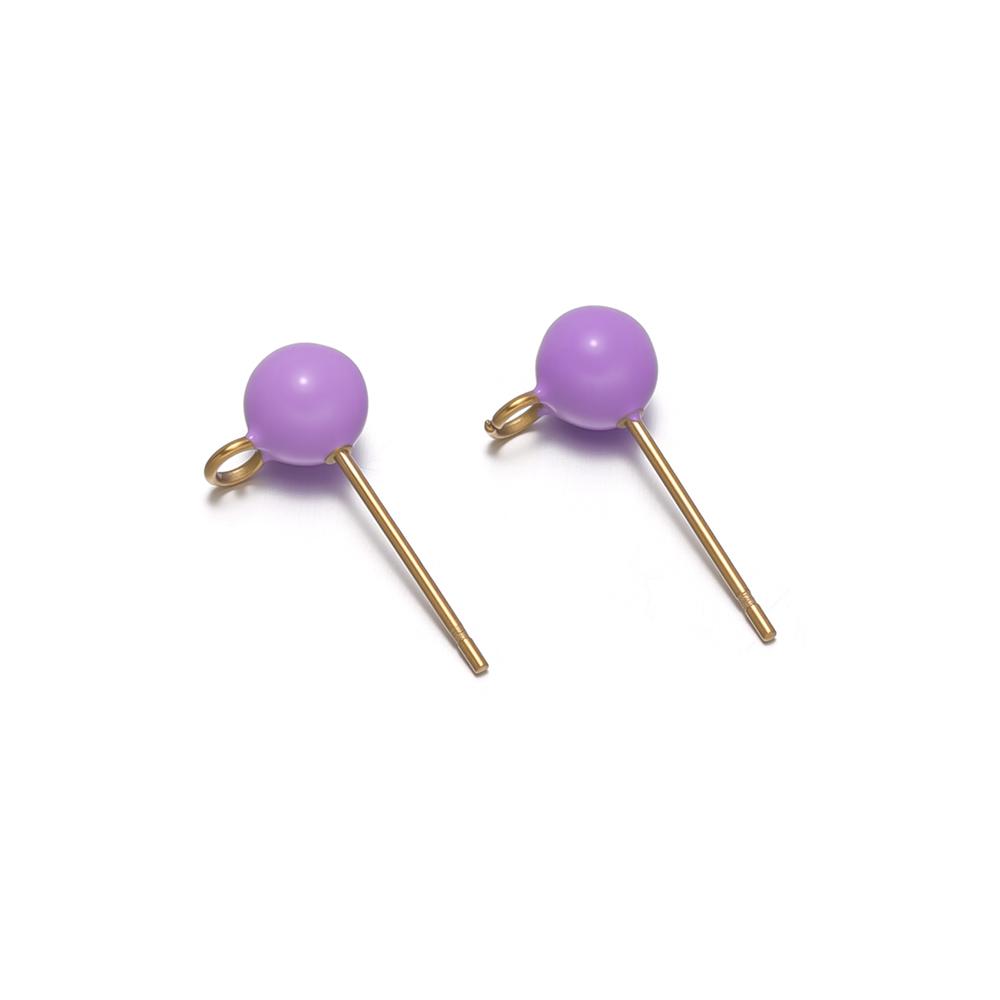 10Pcs Stainless Steel 5mm Enamel Ball Stud Earrings Post with Hook for DIY Girls Earrings Making Jewelry Findings Accessories