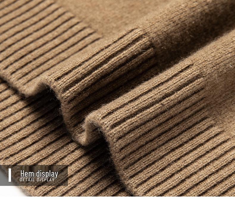 2025 Men's Pure Wool Round Neck Knit Sweater - Casual Long Sleeve Autumn/Winter Collection