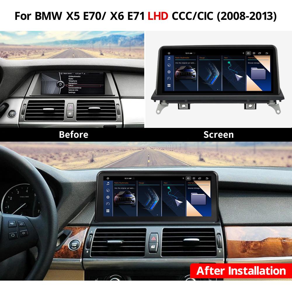 10.25" Wireless Carplay Car Radio For BMW X5 E70 X6 E71 LHD 2008-2013 CCC CIC System Android 13 GPS Multimedia  Player FM BT