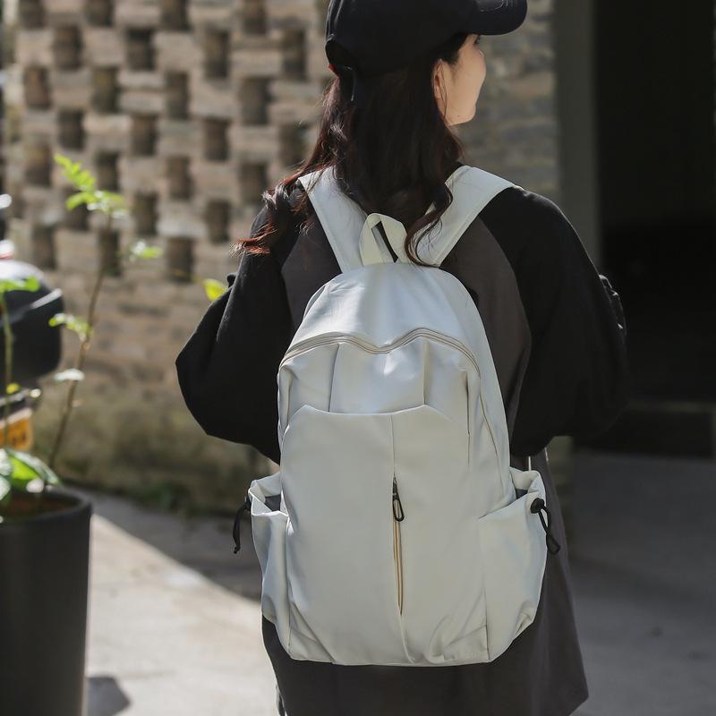 Fashion Trendy Cool Simple Pleated Solid Color Large Capacity Student Schoolbag New Junior High School High School Backpack