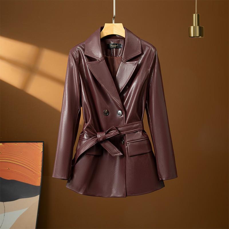Womens Oversized Lamb Leather Blazer Jacket