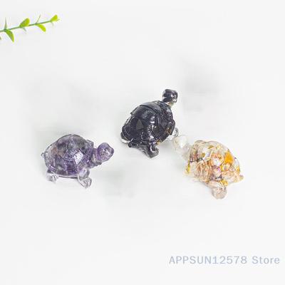 1PC Natural Crystal Gravel Epoxy Resin Small Turtle Desktop Decoration Home Decoration Chakra Meditation Healing Gift