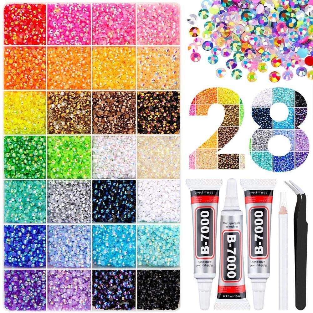 Sparkling Resin Rhinestone Kit Multicolor Flatback Gems  for Clothing Decoration