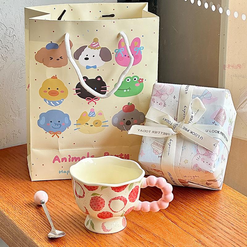 High Value Design Ceramic Mug Cute Fruit Cup Gift Box Girls Coffee Breakfast Cup Birthday Gift